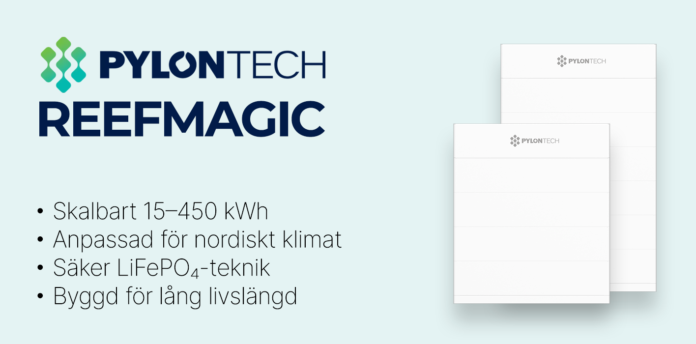 Utforska Pylontech ReefMagic – ett modulärt batterilagringssystem med säker LiFePO₄-teknik för villor och kommersiella fastigheter. Skalbart upp till 450 kWh.